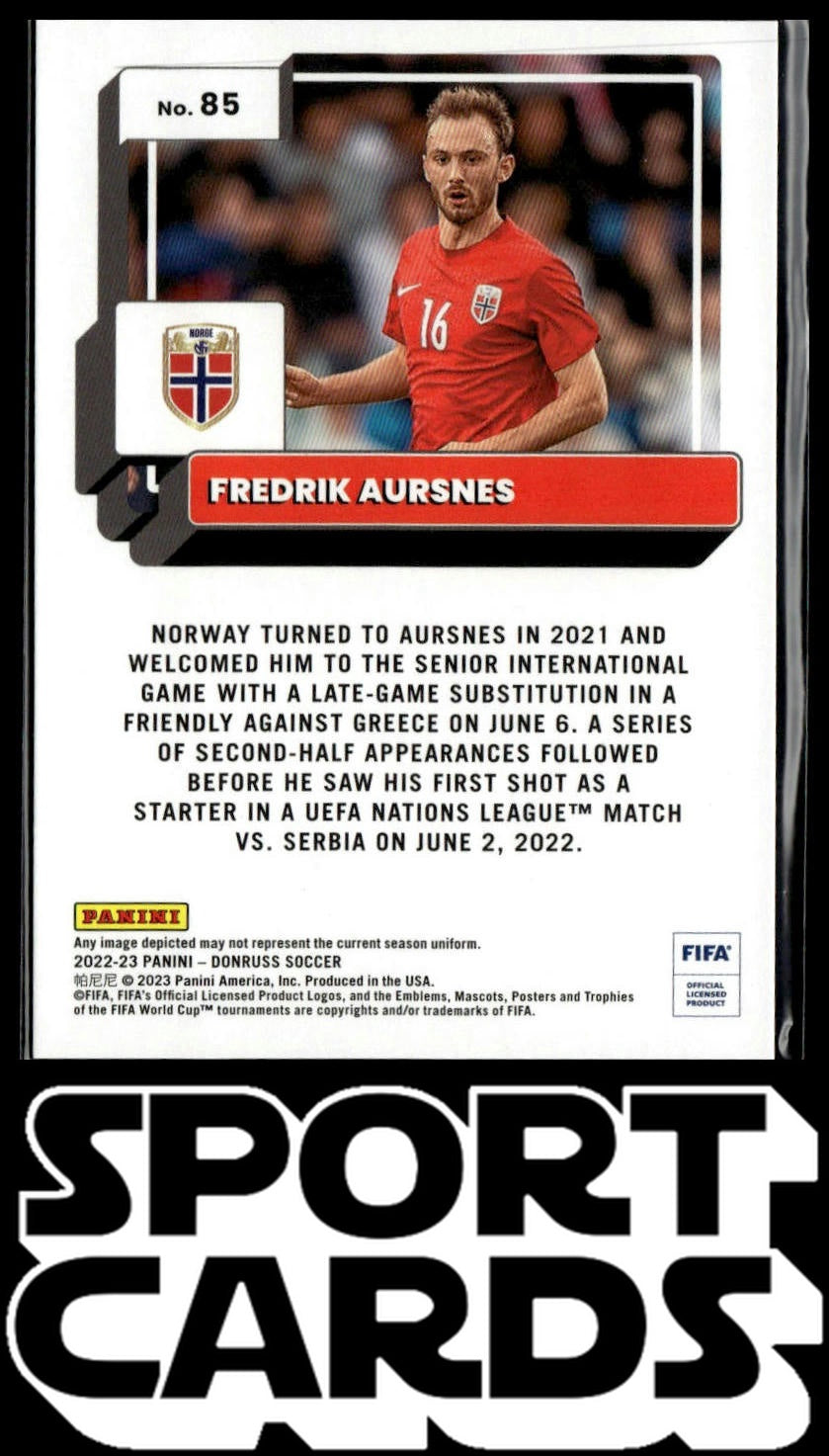 2022-23 Donruss #85 Fredrik Aursnes Red #/99 SportCards.com