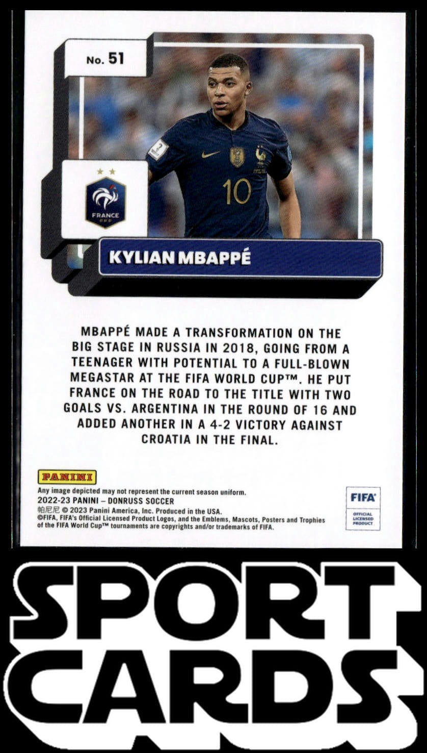 2022-23 Donruss #51 Kylian Mbappe SportCards.com