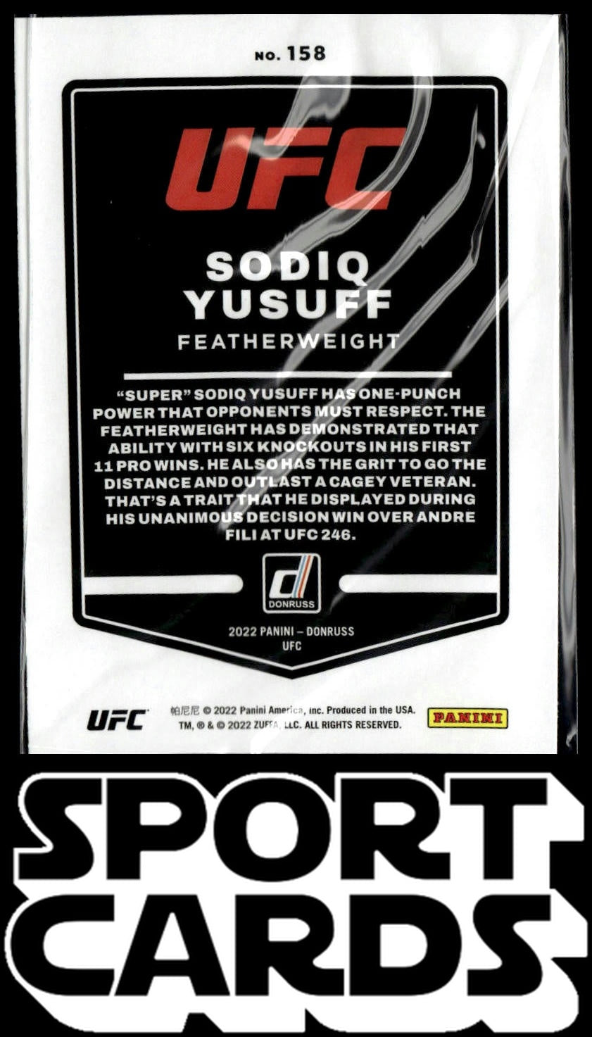 2022 Donruss UFC #158 Sodiq Yusuff Press Proof Silver SportCards.com