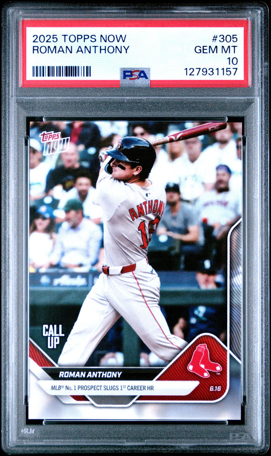 Graded 2025 Topps Now Roman Anthony #305 Rookie RC Baseball Card PSA 10 Gem Mint
