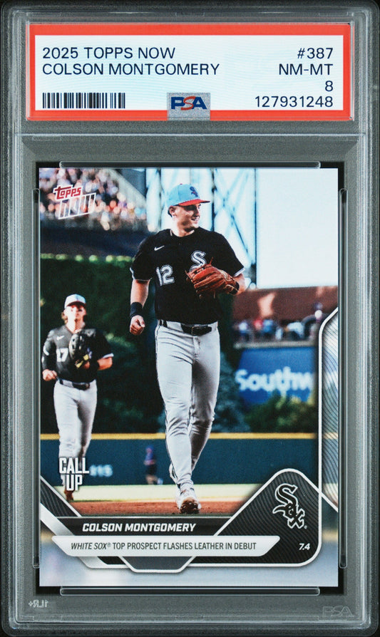 Graded 2025 Topps Now Colson Montgomery #387 Rookie RC Baseball Card PSA 8 Near Mint