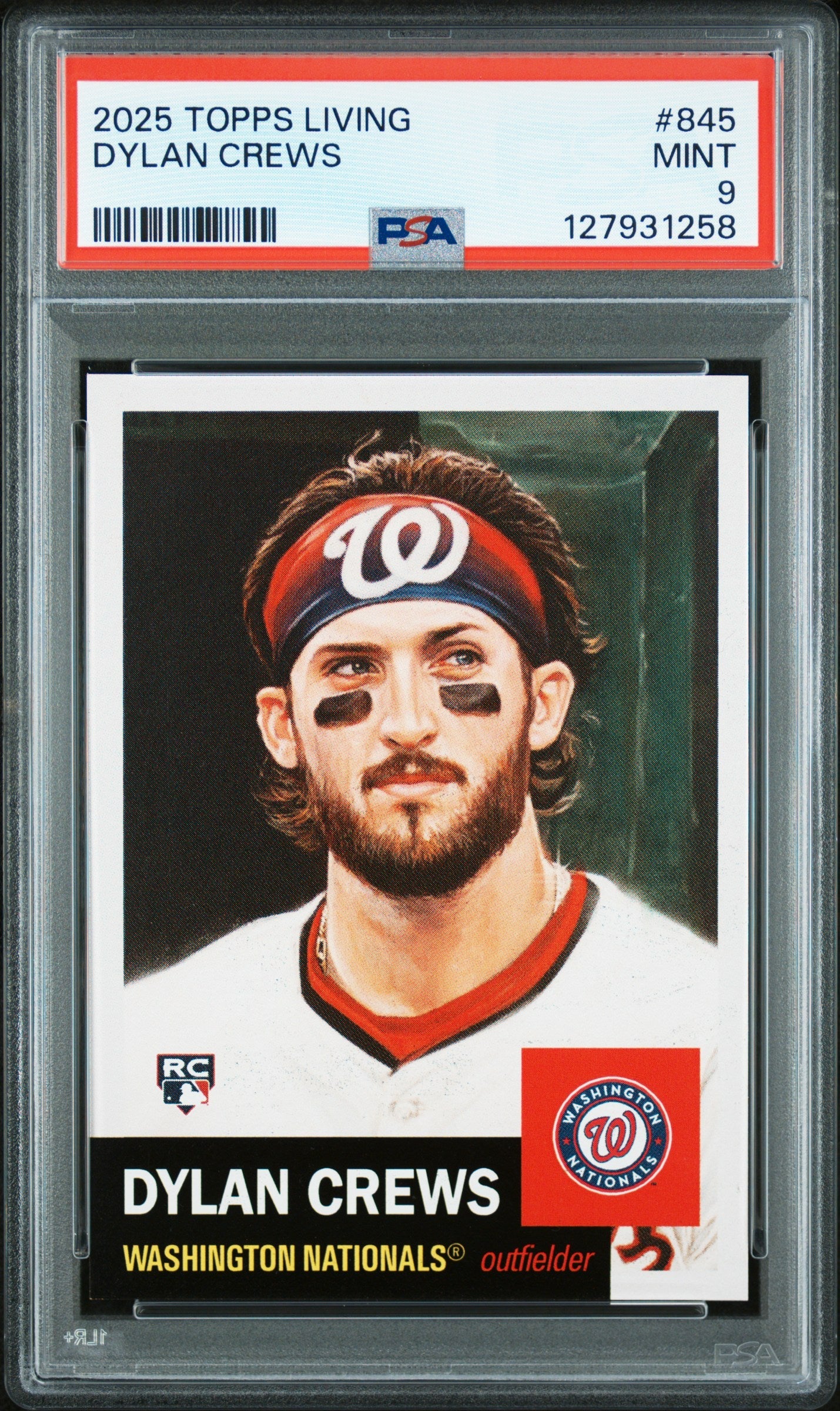 Graded 2025 Topps Living Dylan Crews #845 Rookie RC Baseball Card PSA 9 Mint