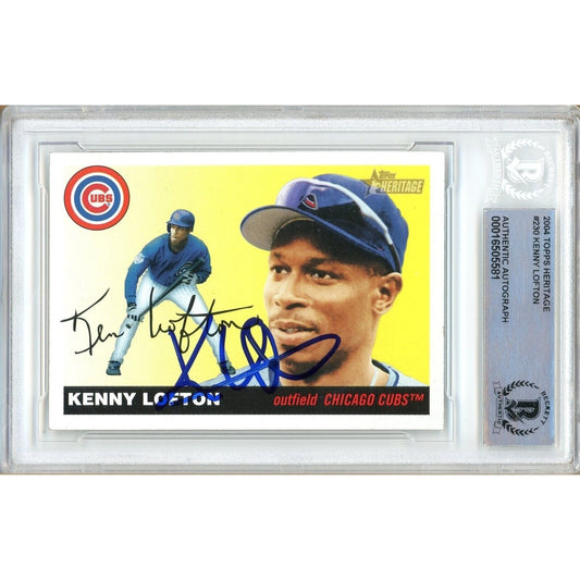 2004 Topps Heritage #230 — Kenny Lofton Chicago Cubs Autographed Trading Card — Beckett Authentication
