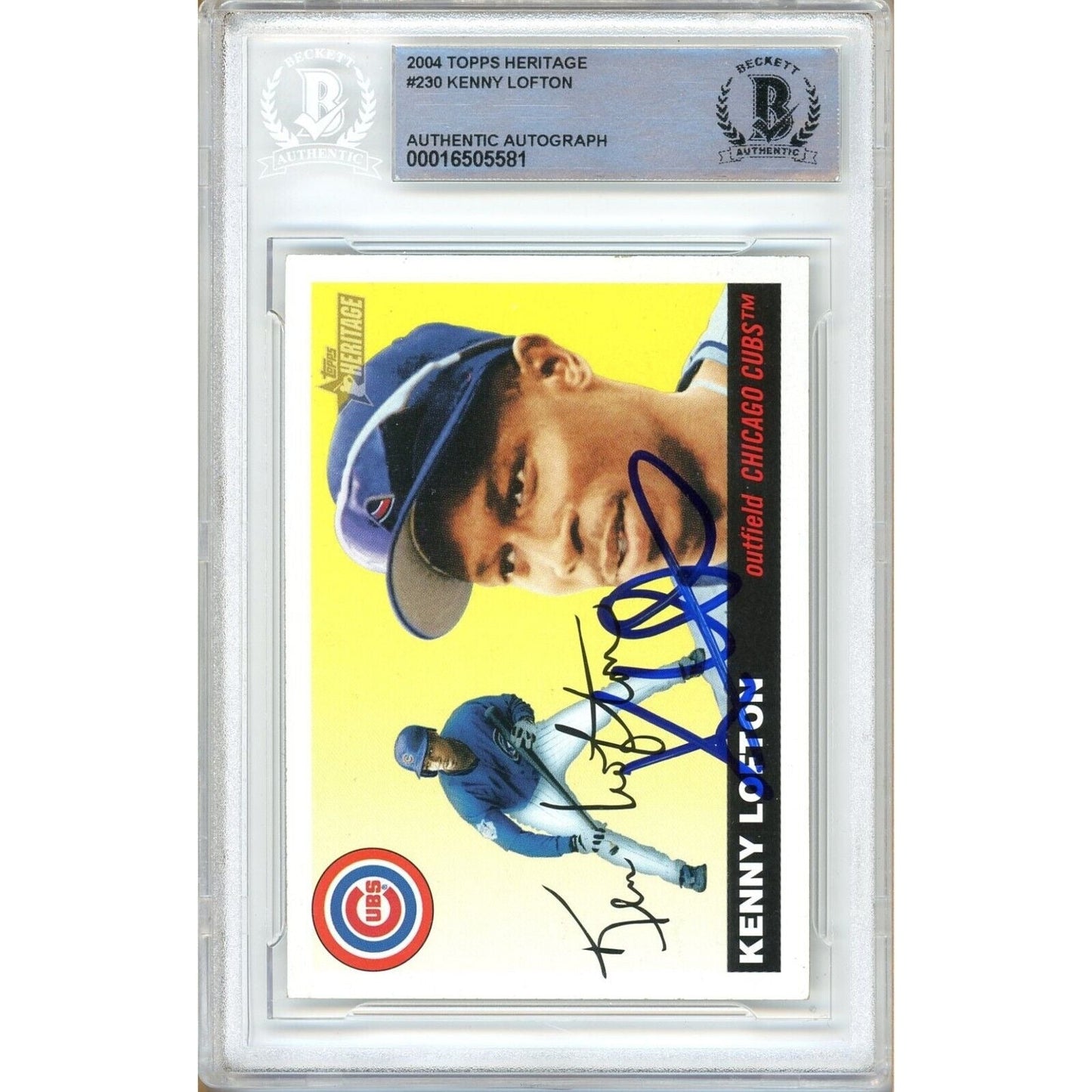 2004 Topps Heritage #230 — Kenny Lofton Chicago Cubs Autographed Trading Card — Beckett Authentication