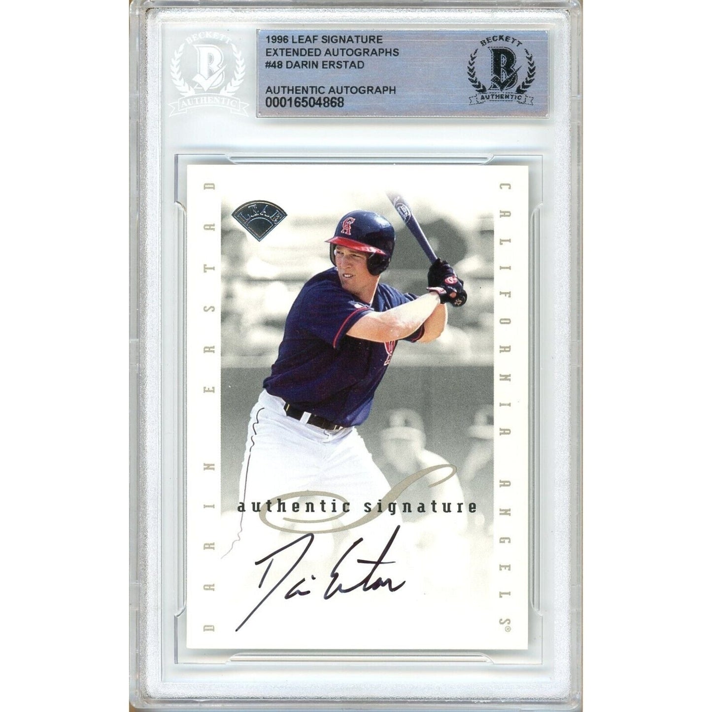 1996 Leaf Signature Series #48 — Darin Erstad Anaheim Angels Autographed Trading Card — Beckett Authentication