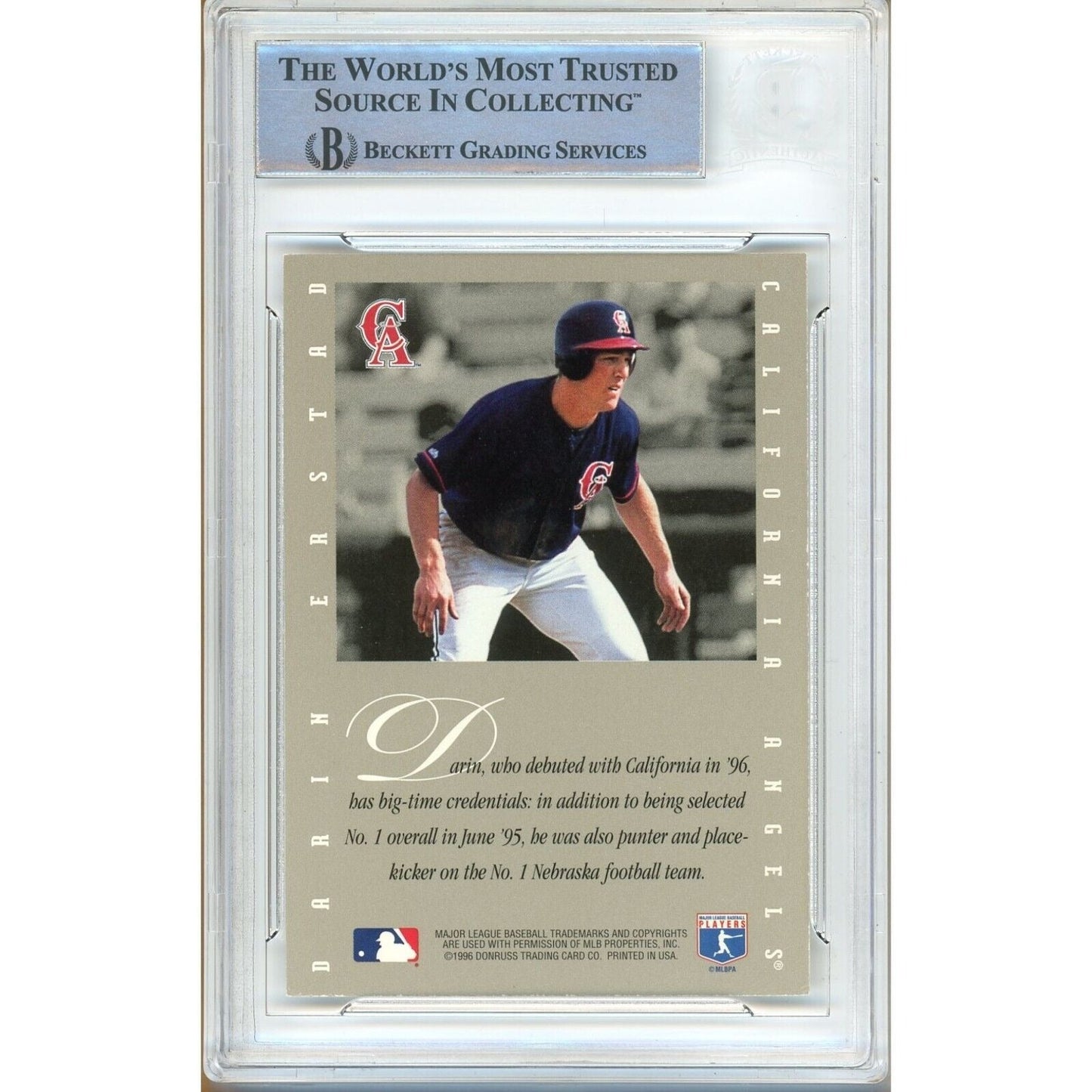 1996 Leaf Signature Series #48 — Darin Erstad Anaheim Angels Autographed Trading Card — Beckett Authentication