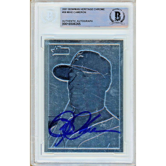 Mike Cameron Seattle Mariners Signed 2001 Bowman Heritage Chrome Card BAS Auth Auto