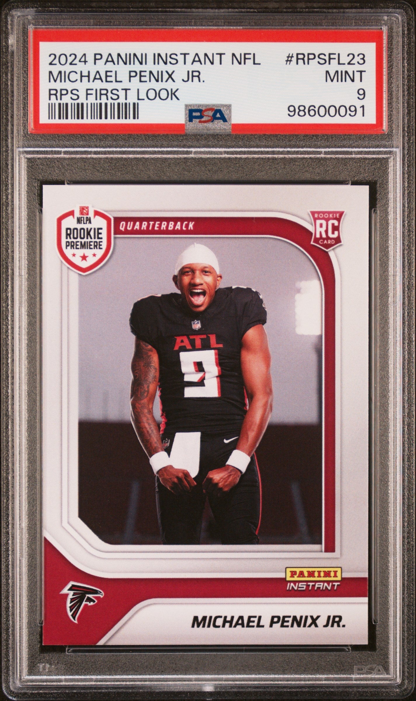 Graded 2024 Panini Instant NFL Michael Penix Jr #RPSFL23 RPS First Look Rookie RC Football Card PSA 9 Mint