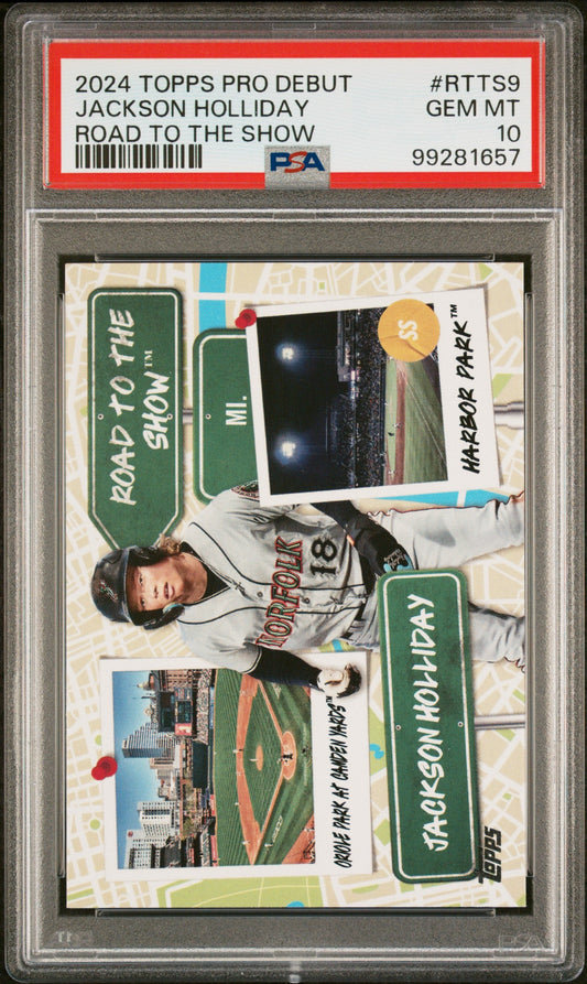 Graded 2024 Topps Pro Debut Jackson Holliday #RTTS9 Road to the Show Rookie RC Baseball Card PSA 10 Gem Mint