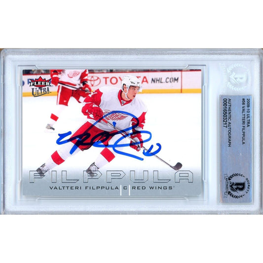 Valtteri Filppula Detroit Red Wings Signed 2009-10 Fleer Ultra Card Beckett Auth Auto Slab
