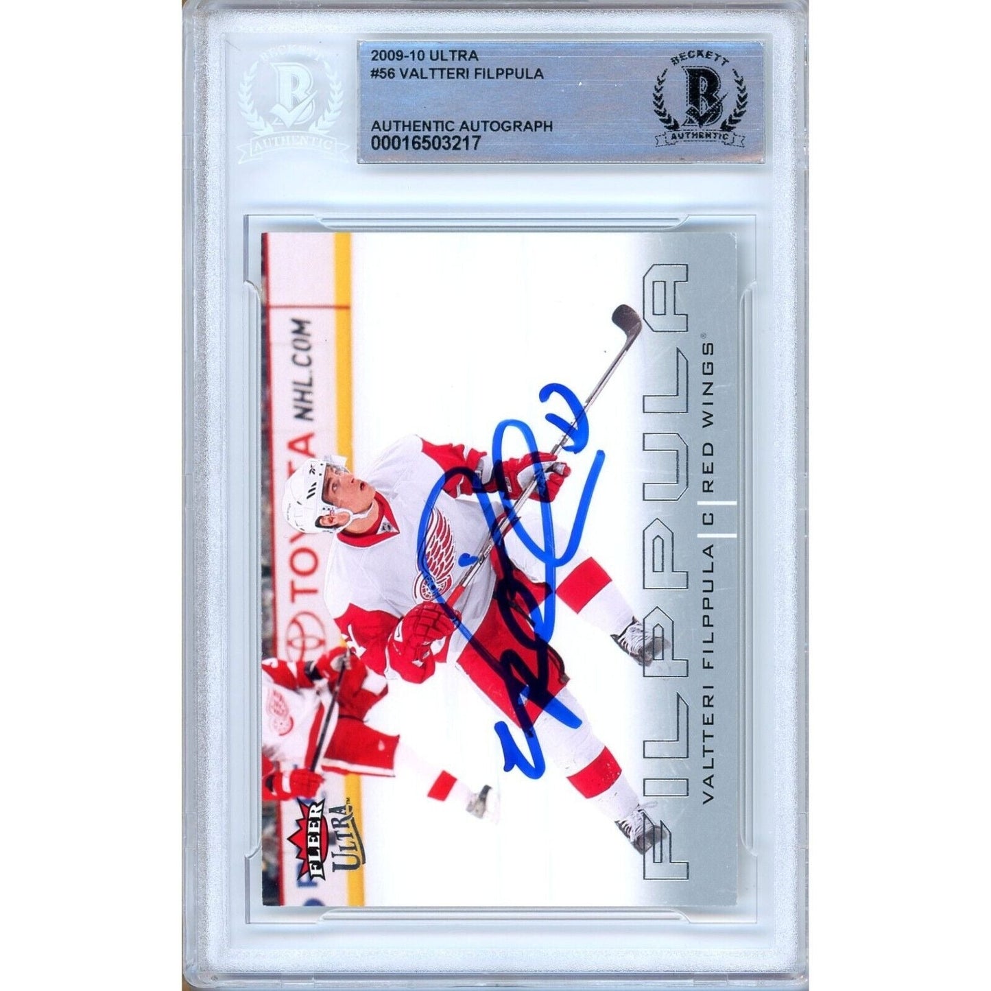 Valtteri Filppula Detroit Red Wings Signed 2009-10 Fleer Ultra Card Beckett Auth Auto Slab