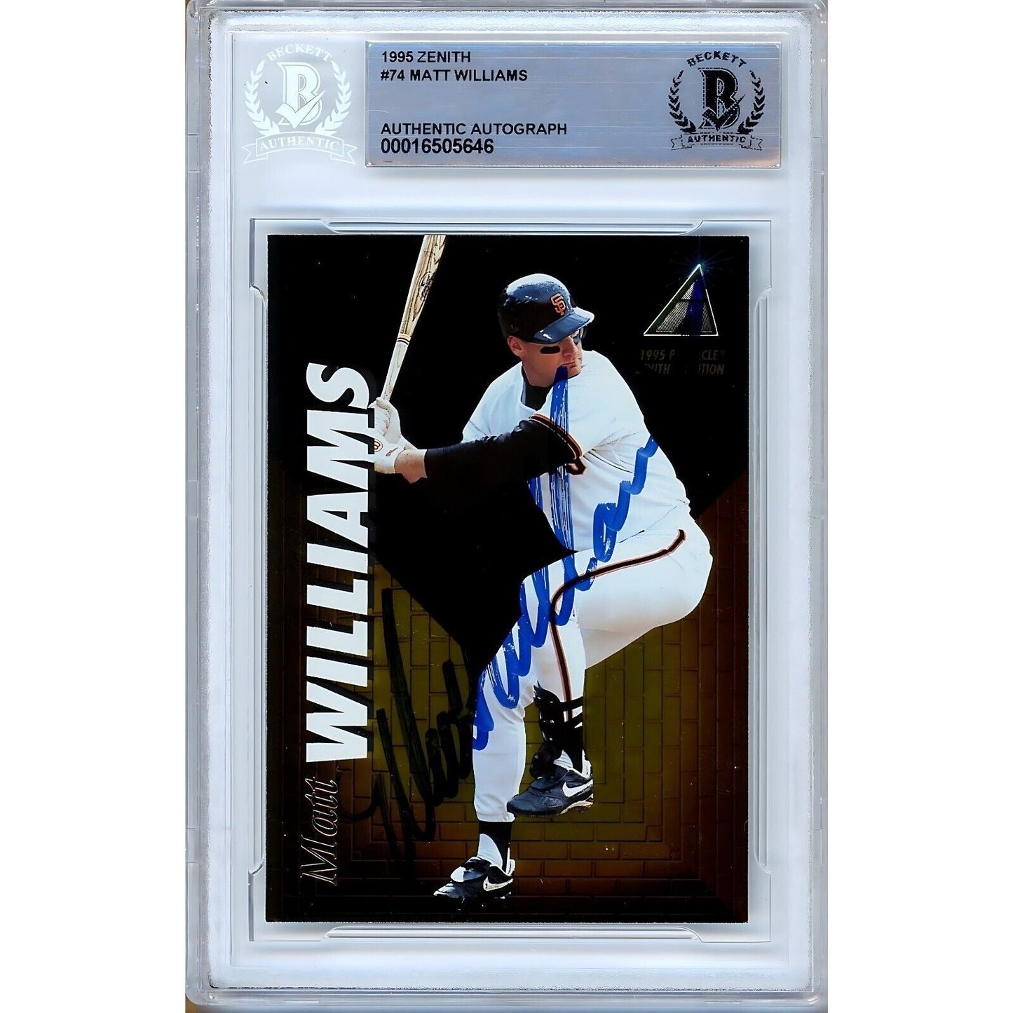 Matt Williams San Francisco Giants Signed 1995 Pinnacle Zenith Card BAS Auth Auto Slab