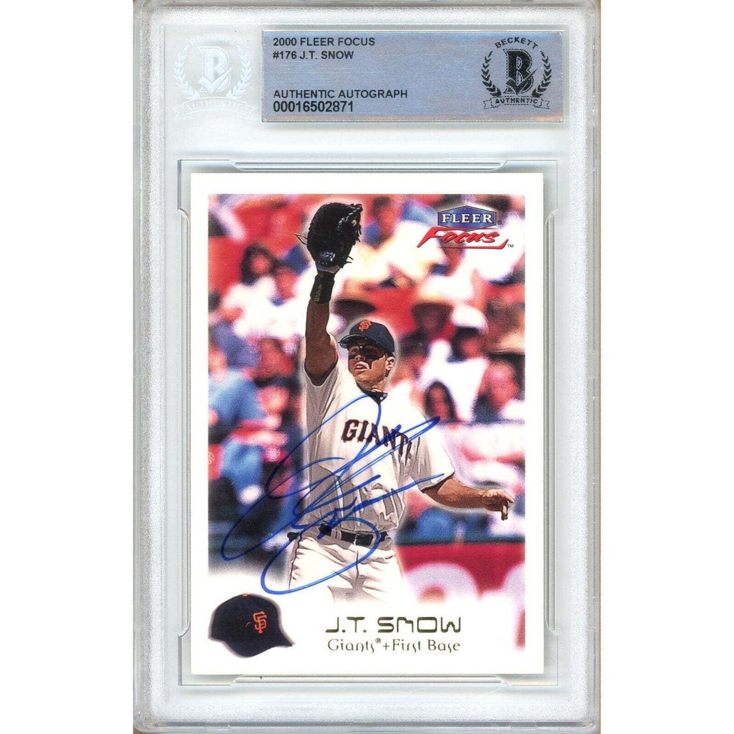 2000 Fleer Focus #176 — JT Snow San Francisco Giants Autographed Trading Card — Beckett Authentication