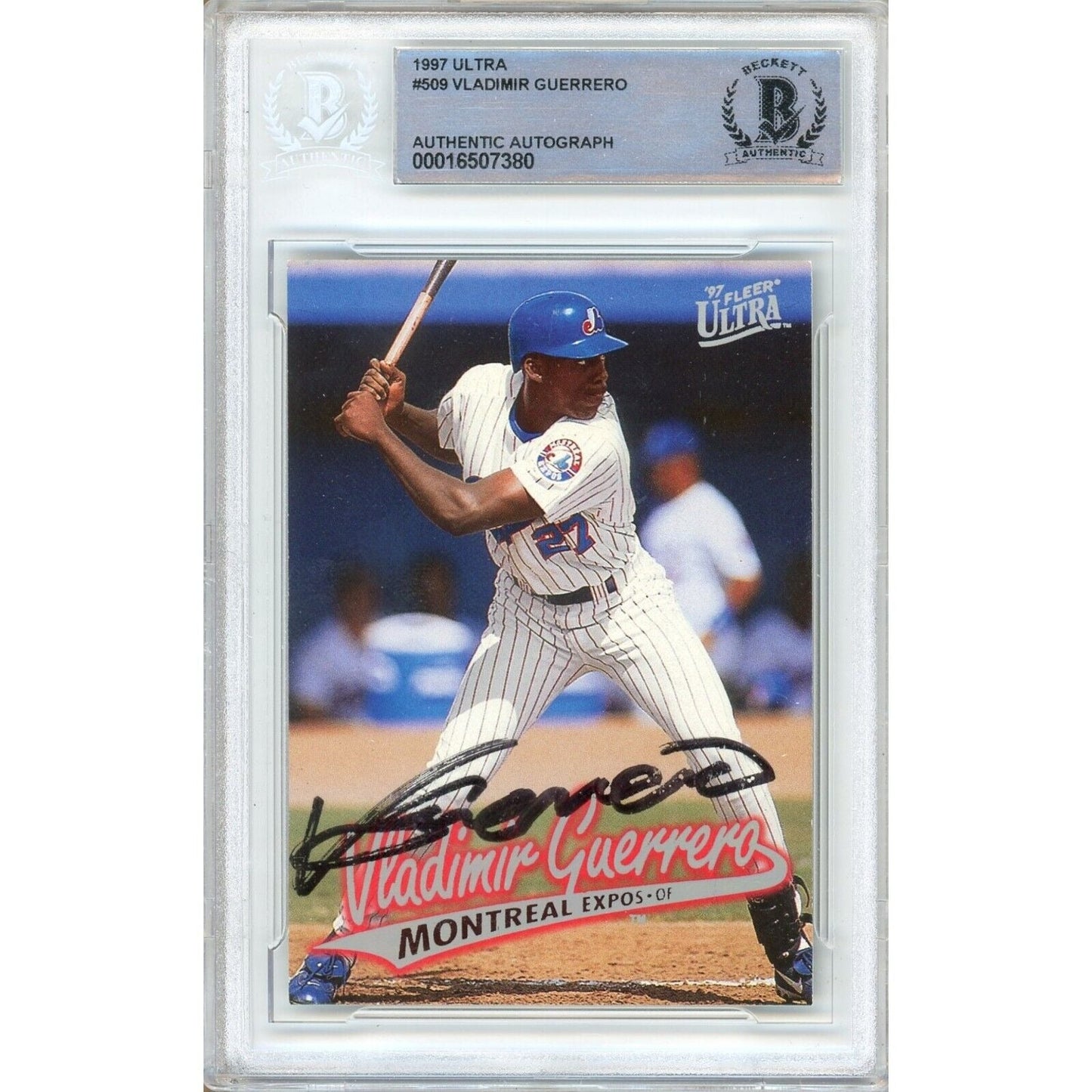 Vladimir Guerrero Montreal Expos Signed 1997 Ultra Rookie Card Beckett Authentic Auto Slab