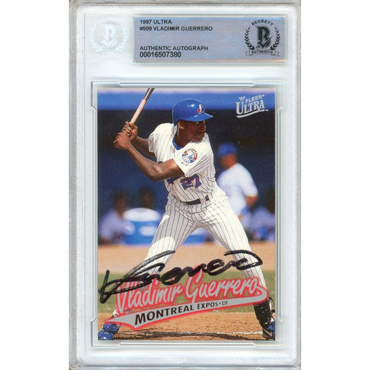 Vladimir Guerrero Montreal Expos Signed 1997 Ultra Rookie Card Beckett Authentic Auto Slab