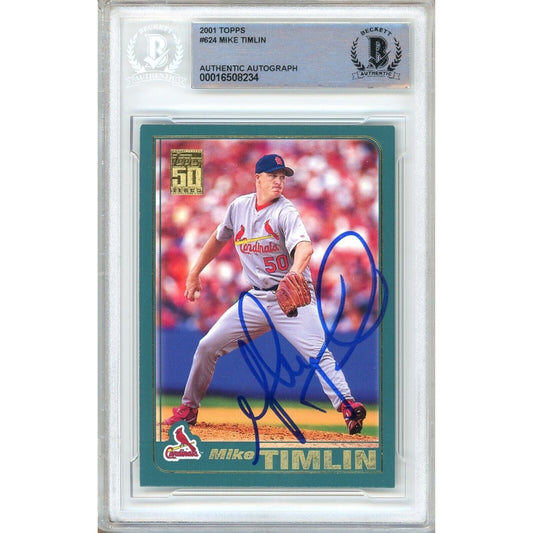 Mike Timlin St Louis Cardinals Signed 2001 Topps Baseball Card Beckett Authentic Auto Slab