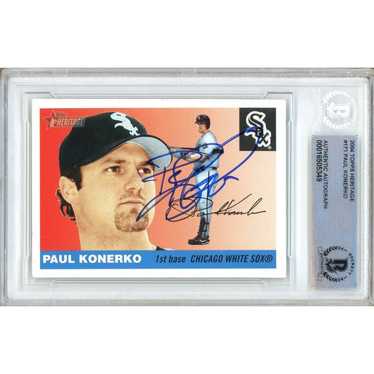 Paul Konerko Chicago White Sox Signed 2004 Topps Heritage Baseball Card BAS Auth Auto