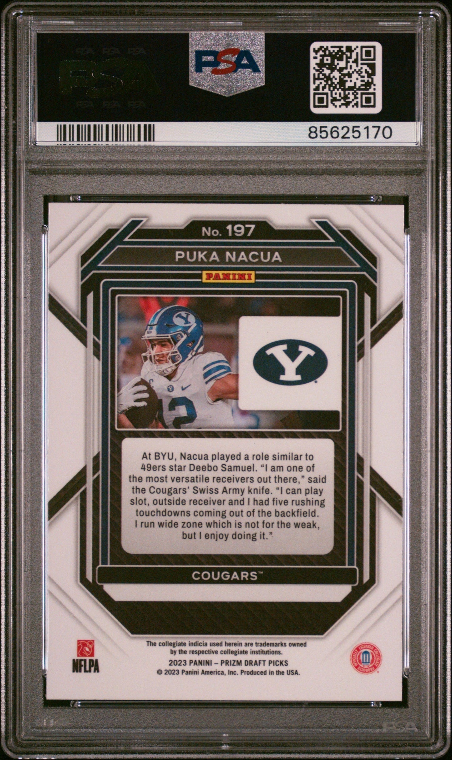 Graded 2023 Panini Prizm Draft Picks Puka Nacua #197 Rookie RC Football Card PSA 9 Mint