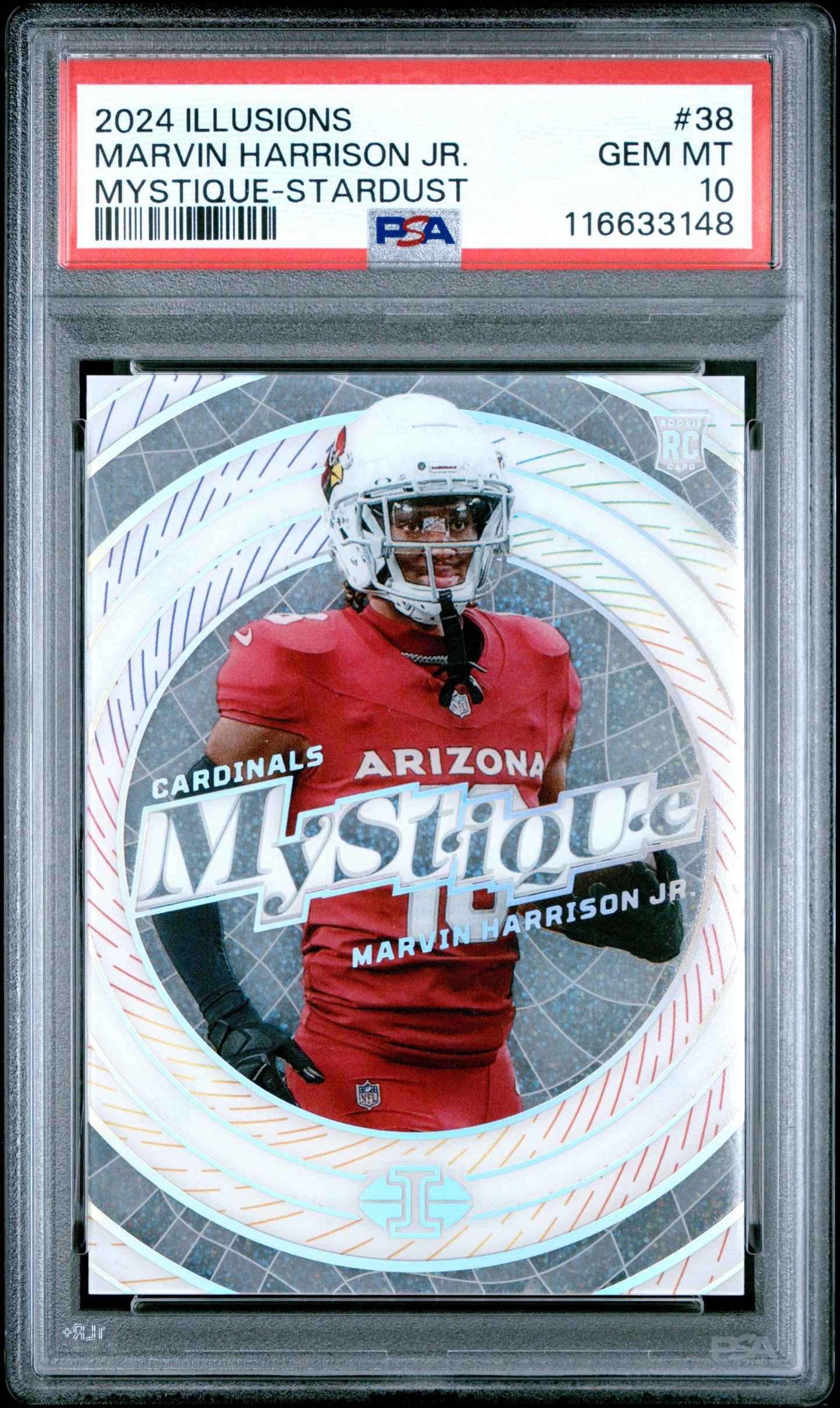 Graded 2024 Panini Illusions Marvin Harrison Jr #38 Mystique Stardust Rookie RC Football Card PSA 10 Gem Mint