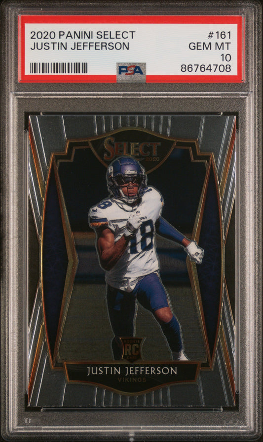 Graded 2020 Panini Select Justin Jefferson #161 Rookie RC Football Card PSA 10 Gem Mint