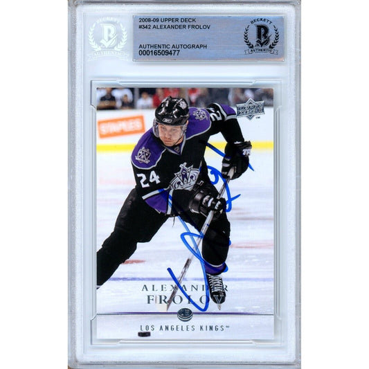2008-09 Upper Deck #342 — Alexander Frolov Los Angeles Kings Autographed Trading Card — Beckett Authentication