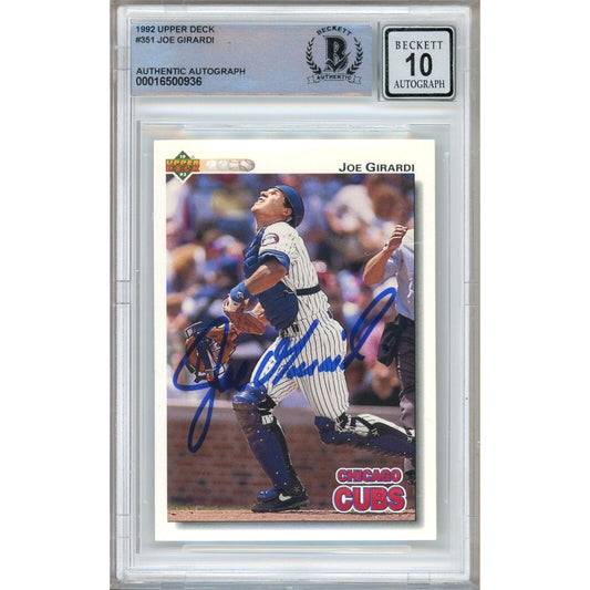 1992 Upper Deck #te — Joe Girardi Chicago Cubs Autographed Trading Card — Beckett Authentication