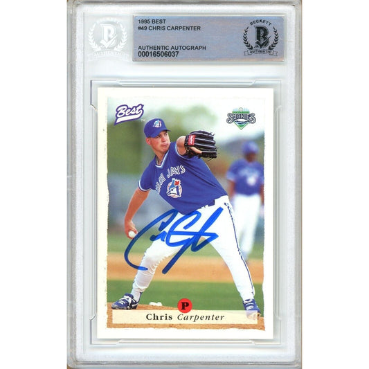 1995 Team Best #49 — Chris Carpenter Toronto Blue Jays Autographed Trading Card — Beckett Authentication