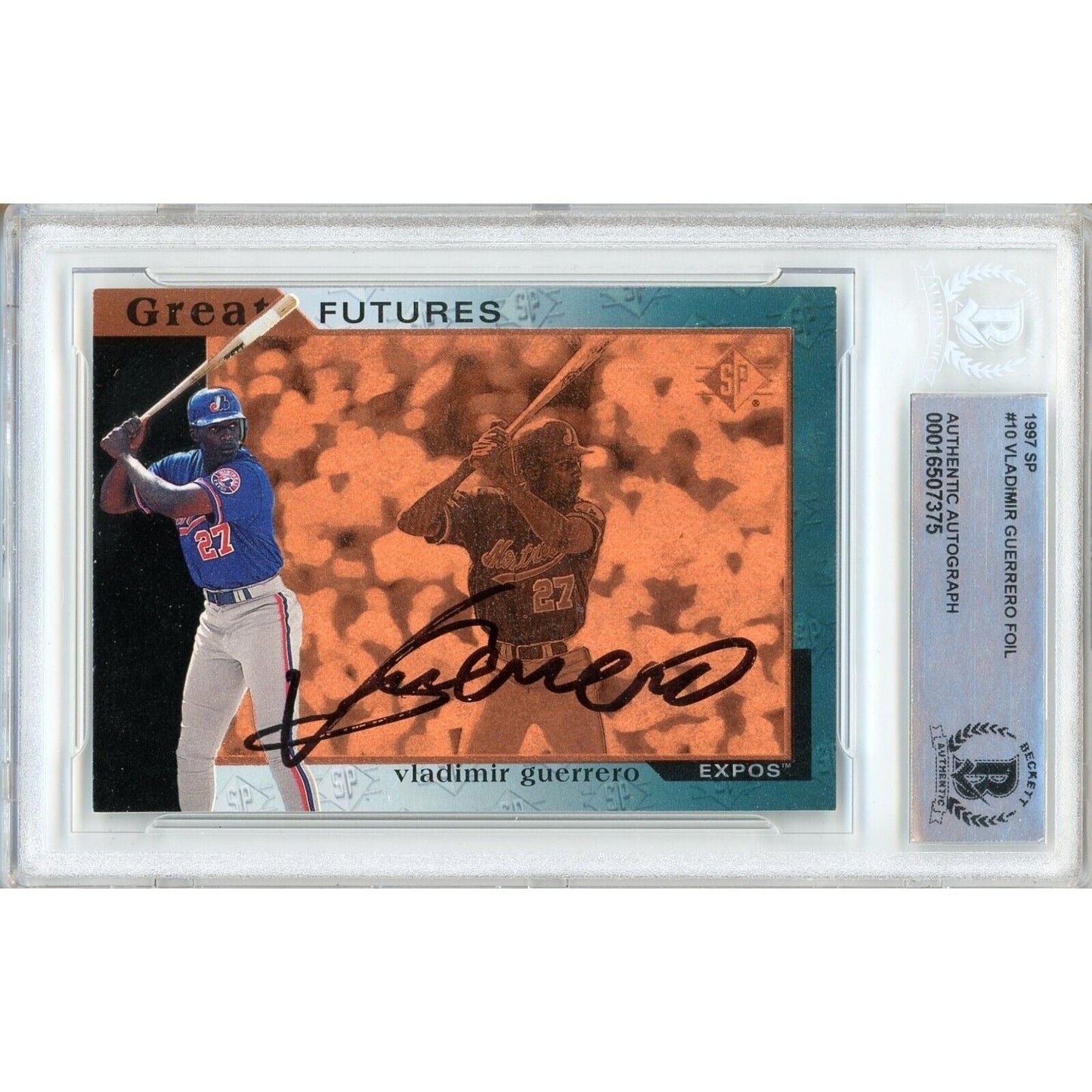 Vladimir Guerrero Montreal Expos Signed 1997 SP Great Futures Card Beckett Auth Auto Slab