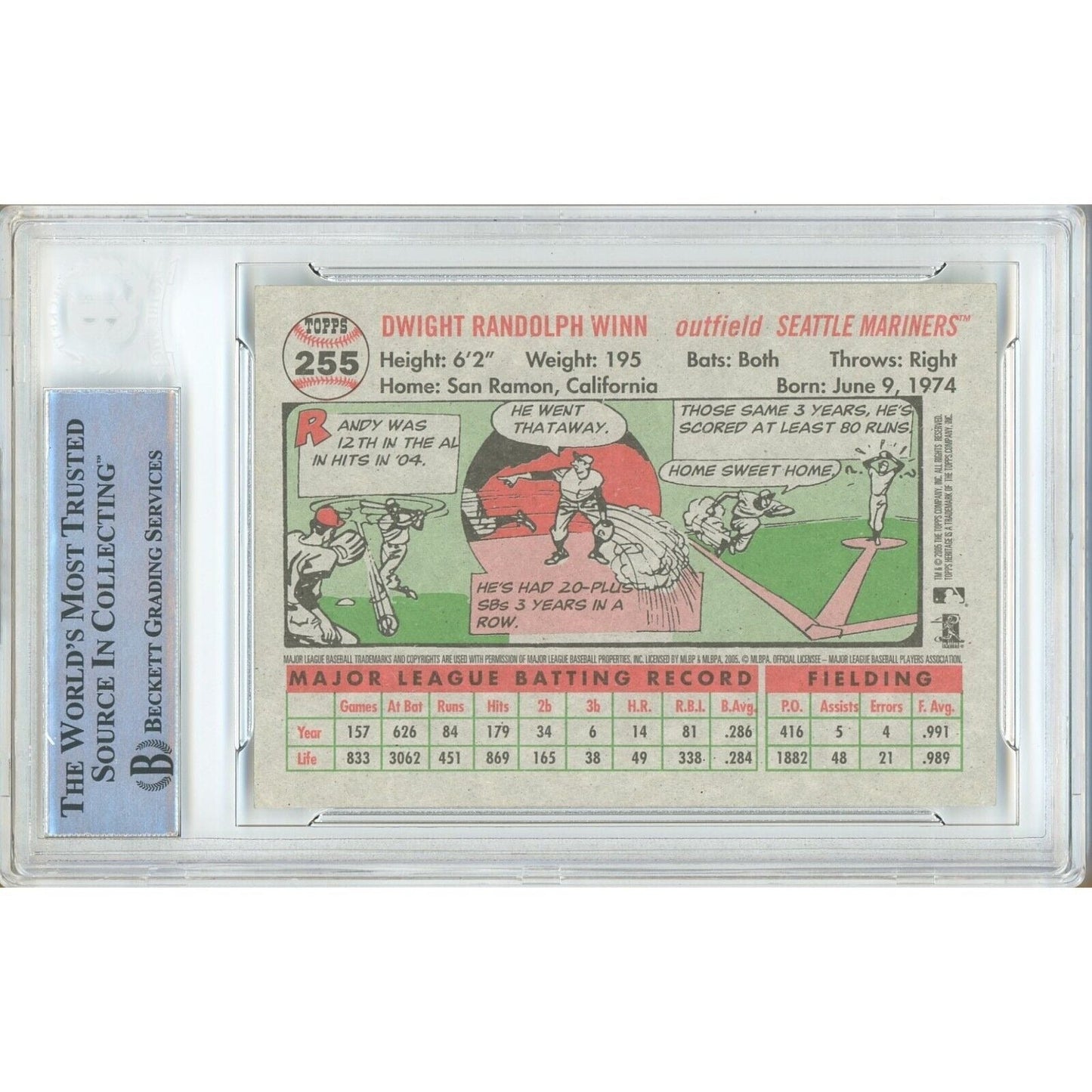 Randy Winn Seattle Mariners Signed 2005 Topps Heritage Trading Card Beckett Auth Auto