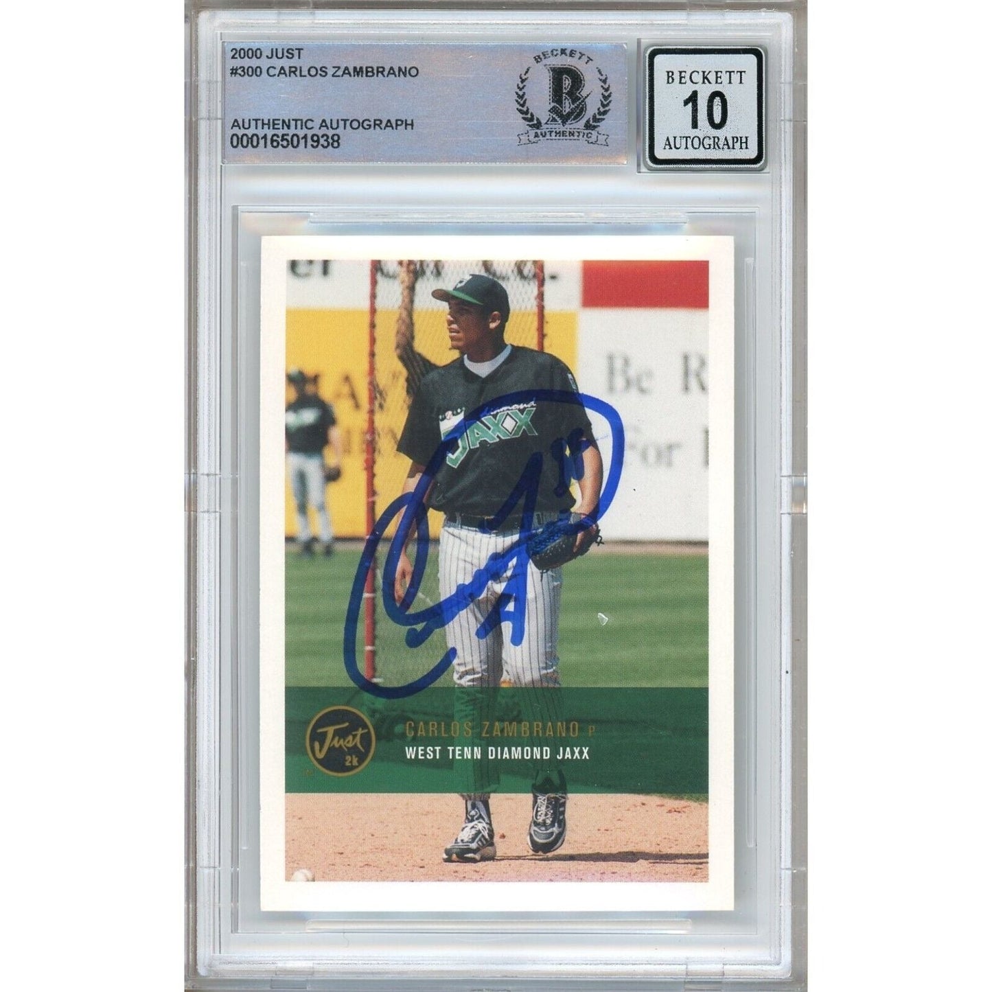 2000 Just Minors #300 — Carlos Zambrano Chicago Cubs Autographed Trading Card — Beckett Authentication