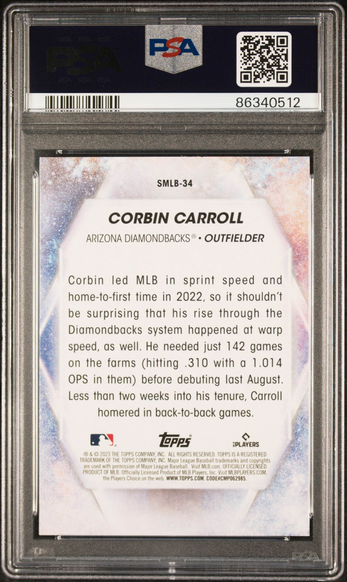 Graded 2023 Topps Corbin Carroll #SMLB34 Stars of MLB Rookie RC Baseball Card PSA 10 Gem Mint