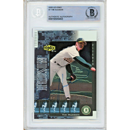 Tim Hudson Oakland Athletics Signed 2000 UD Ionix Baseball Card Beckett Authentic Auto