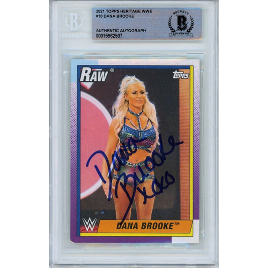 2021 Topps Heritage WWE #10 — Dana Brooke Autographed Wrestling Trading Card — Beckett Authentication