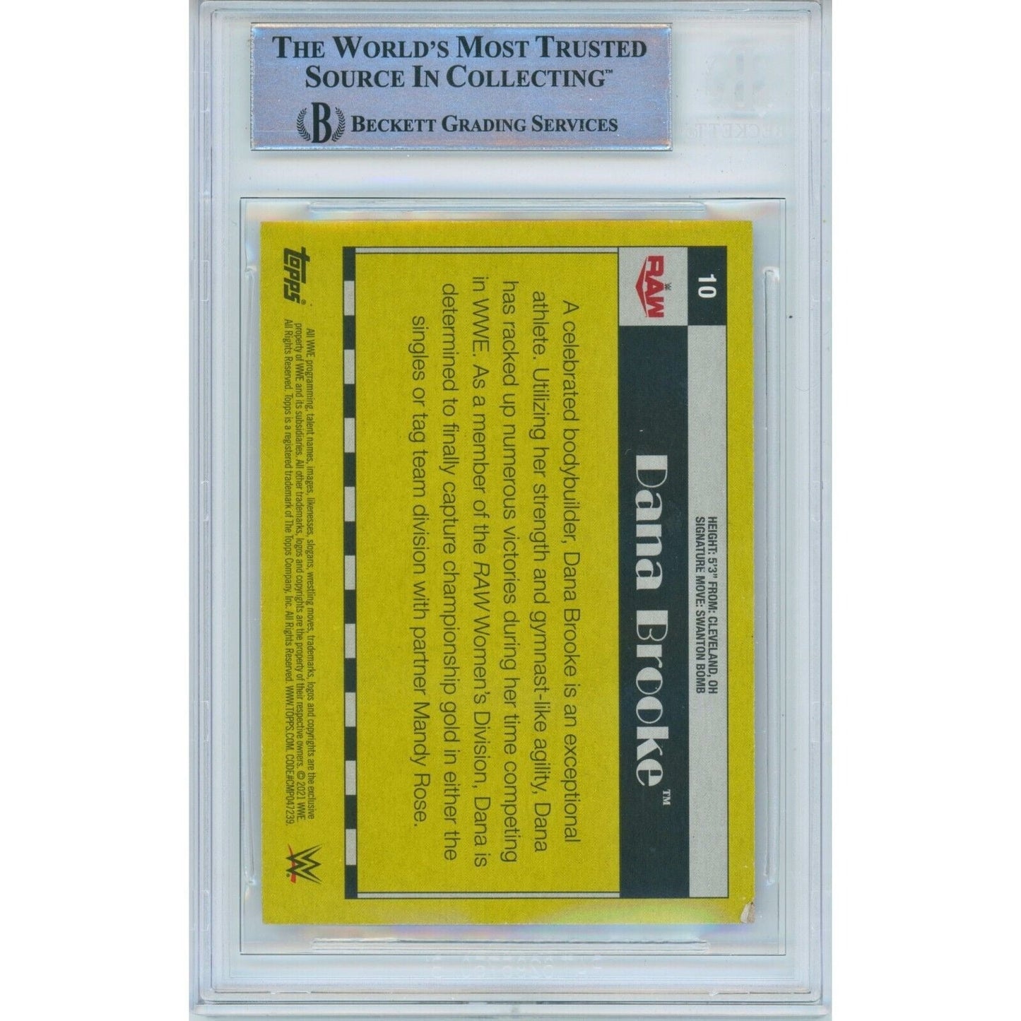 2021 Topps Heritage WWE #10 — Dana Brooke Autographed Wrestling Trading Card — Beckett Authentication