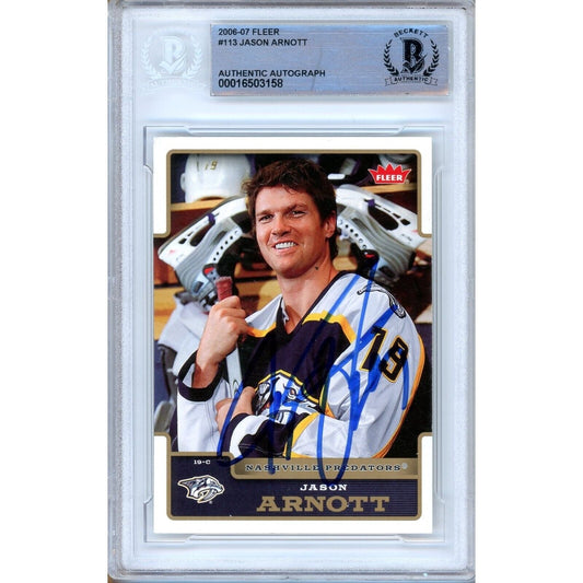 2006-07 Fleer #113 — Jason Arnott Nashville Predators Autographed Trading Card — Beckett Authentication