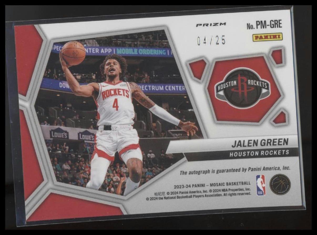 2023-24 Panini Mosaic #PM-GRE Jalen Green Pictographs Mosaic White #/25 - Sport Cards