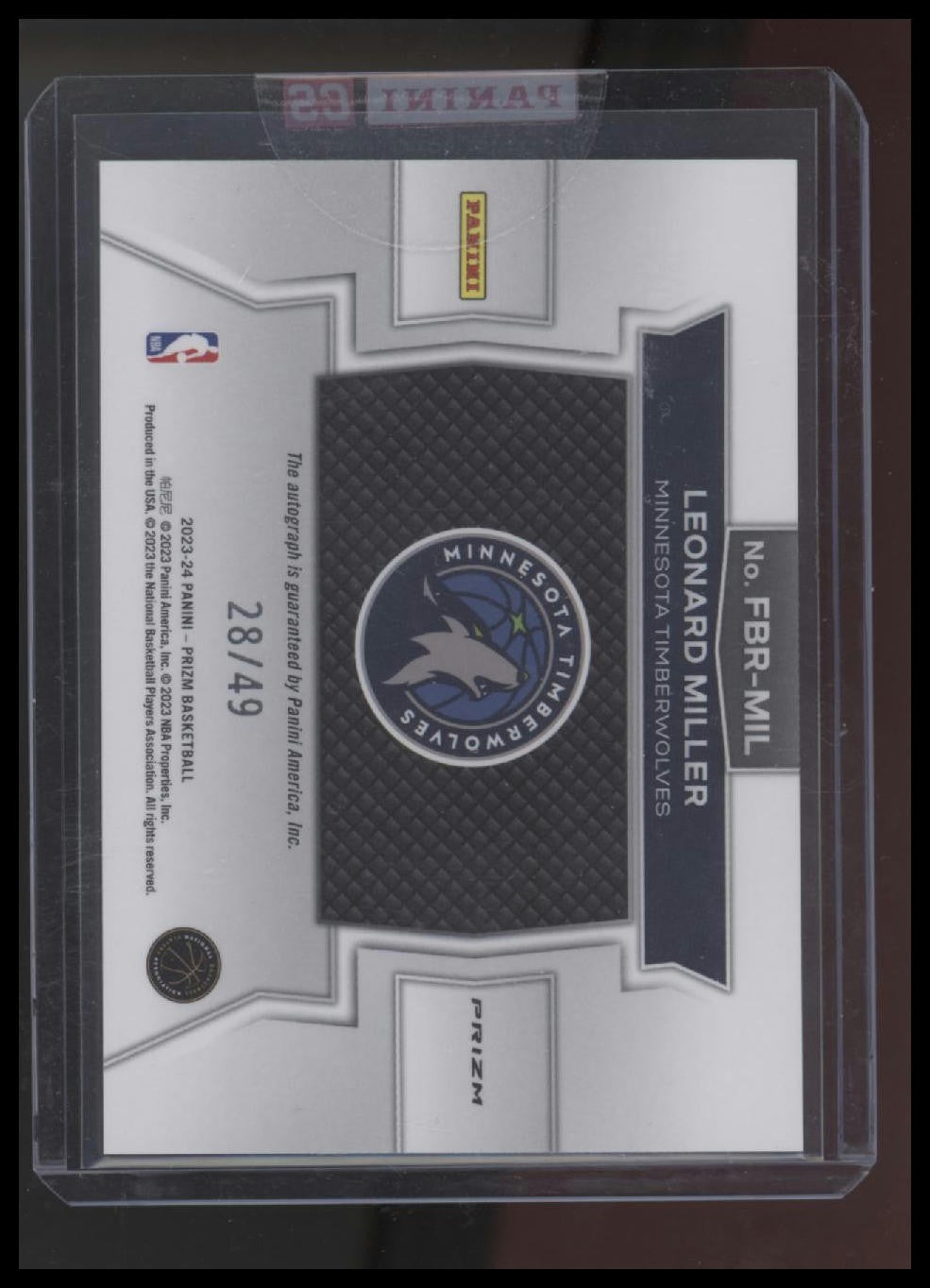 Leonard Miller 2023-24 Panini Prizm #FBR-MIL Fast Break Rookie Auto Blue #/49