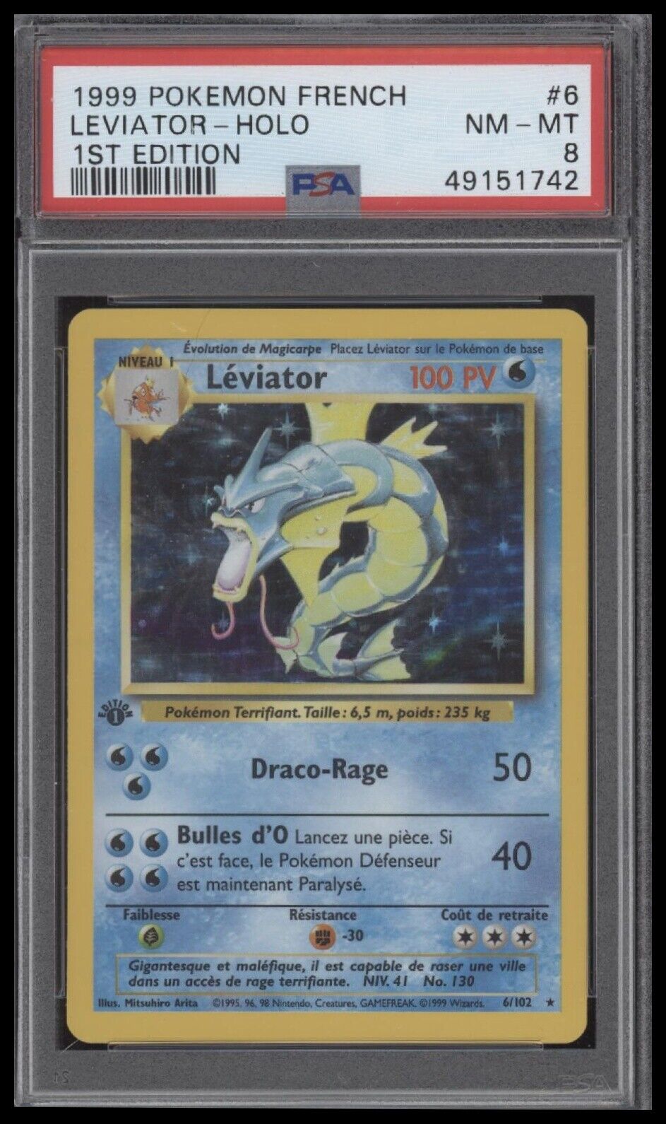 1999 Pokemon French #6 Leviator-Holo 1st Edition PSA 8 - Sport Cards