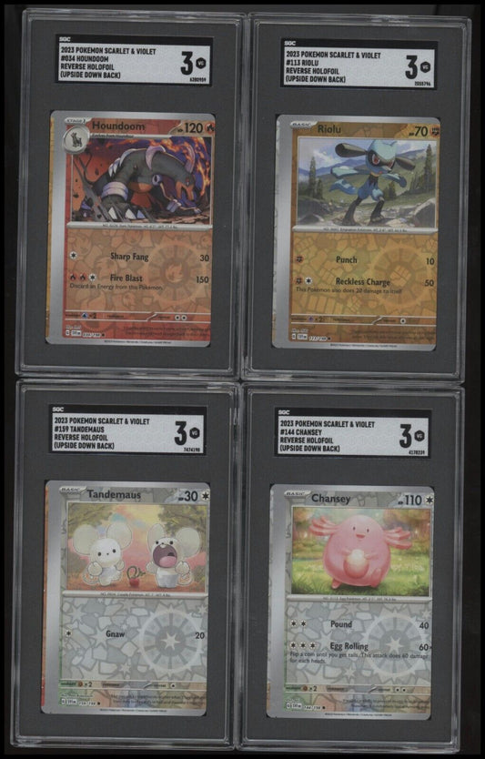 2023 Scarlet & Violet 4-Card Consecutive Cut Error & Upside Down Back - See Desc