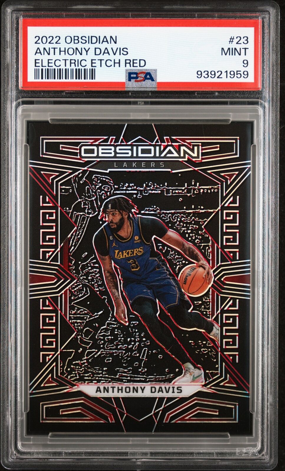 2022 Panini Obsidian #23 Anthony Davis Electric Etch Red PSA 9 #1/5 - Sport Cards