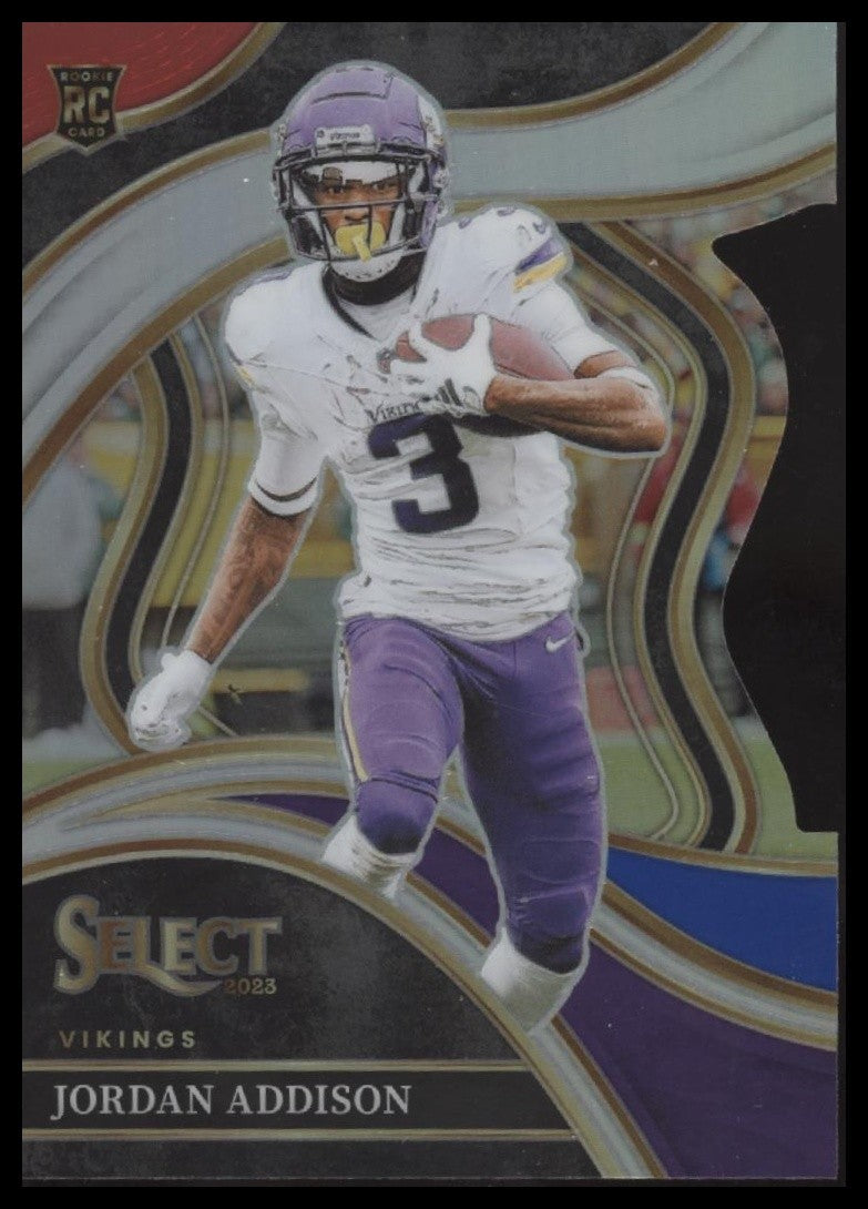 Jordan Addison 2023 Panini Select #254 Red and Blue Prizms Die Cuts