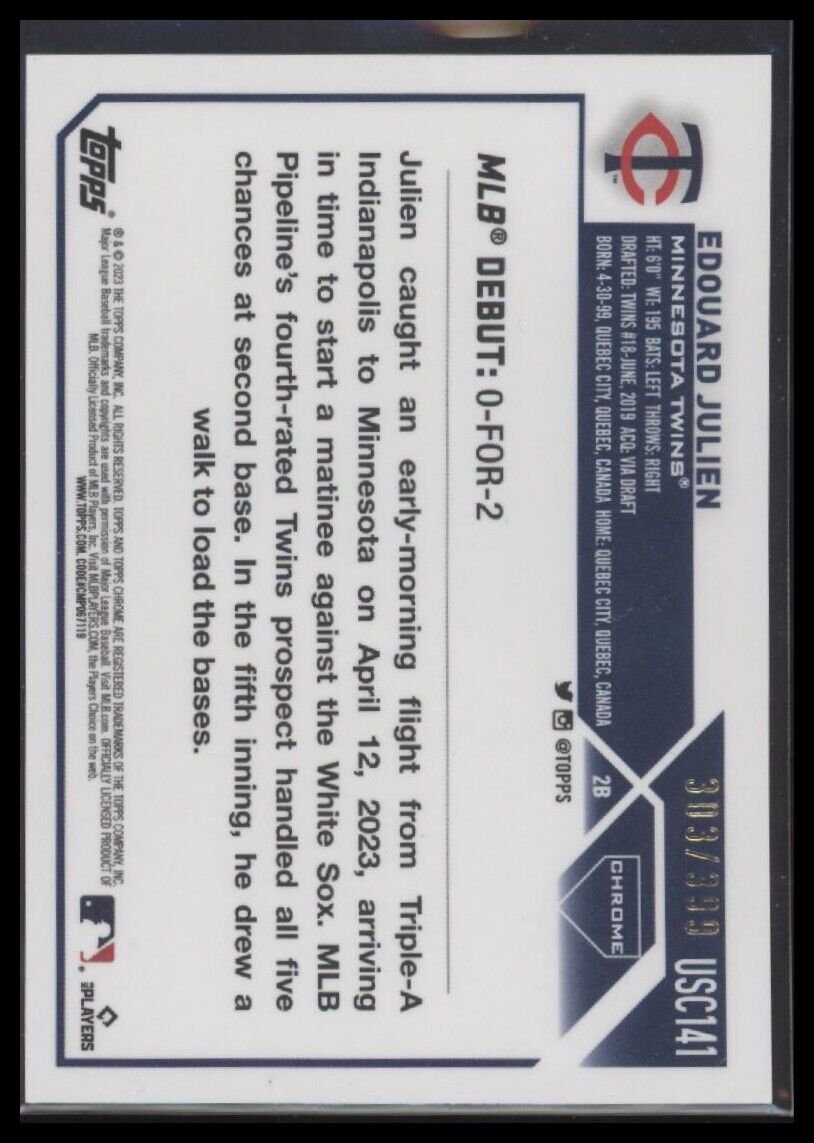 2023 Topps Chrome Update #USC141 Edouard Julien Pink