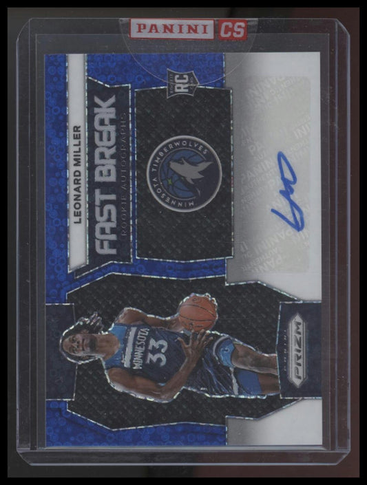 Leonard Miller 2023-24 Panini Prizm #FBR-MIL Fast Break Rookie Auto Blue #/49