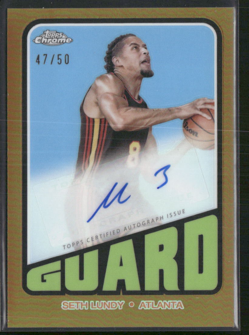 2023-24 Topps Chrome #TA-SL Seth Lundy 1972 Topps Autograph Refractors Gold #/50