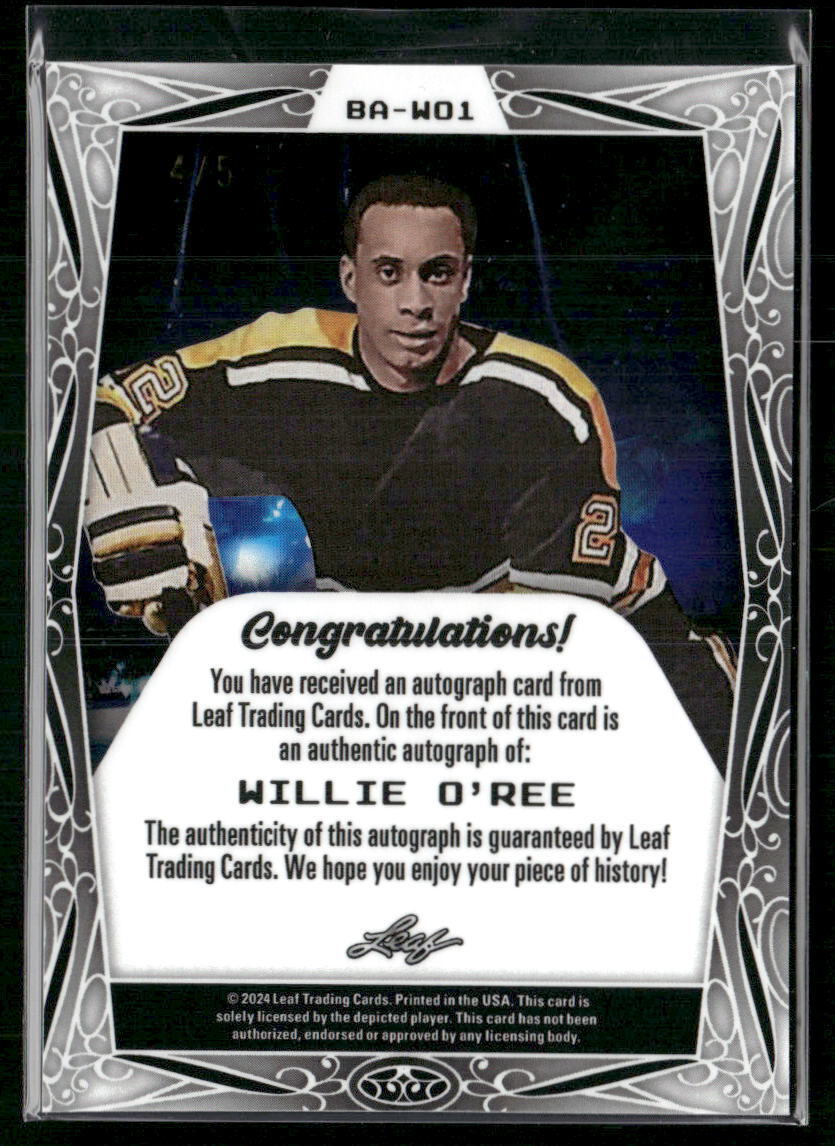 2022 Leaf Hockey #BA-WO1 Willie O’Ree Green #/5 - Sport Cards