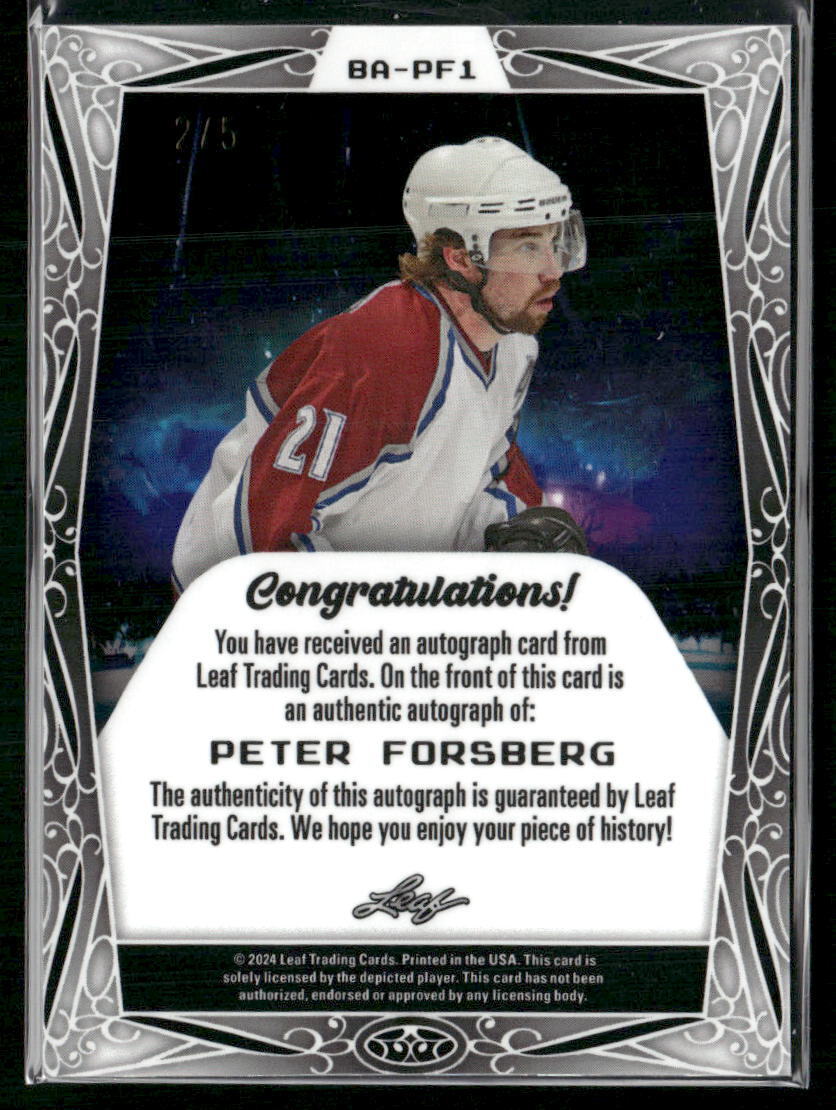 2024 Leaf Metal Hockey Legend Autographs Peter Forsberg Acetate Green Holo - Sport Cards