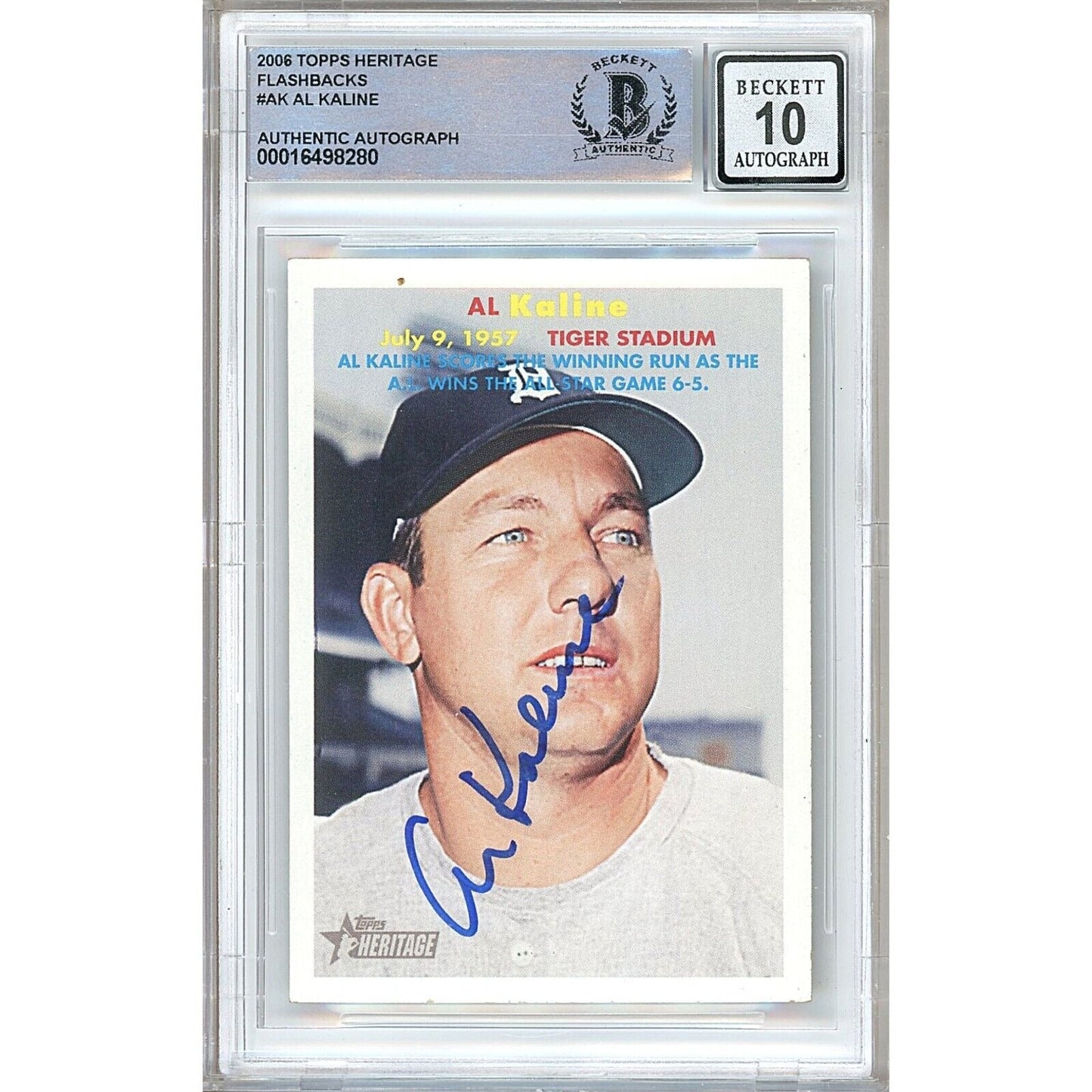 2006 Topps Heritage Flashbacks #AK — Al Kaline Detroit Tigers Autographed Trading Card — Beckett Authentication