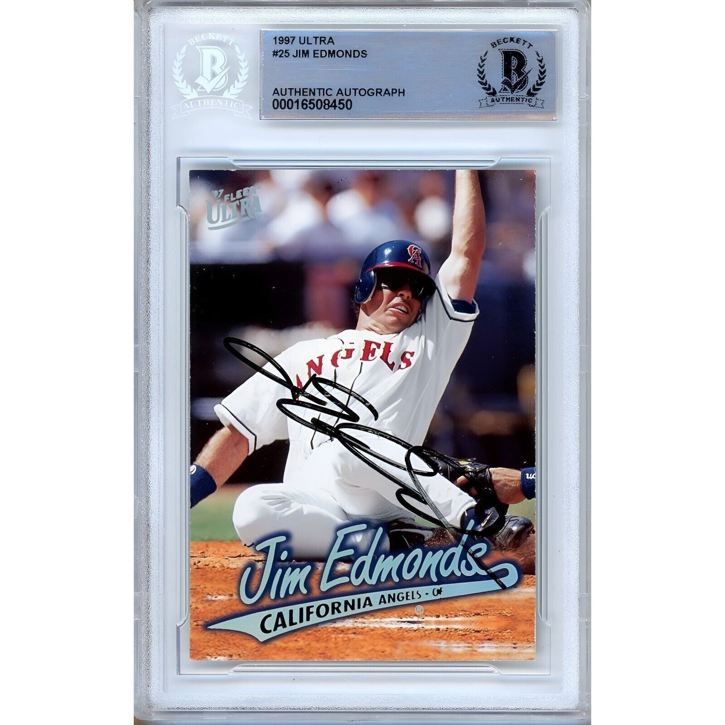 1997 Fleer — Jim Edmonds California Angels California Angels Autographed Trading Card — Beckett Authentication