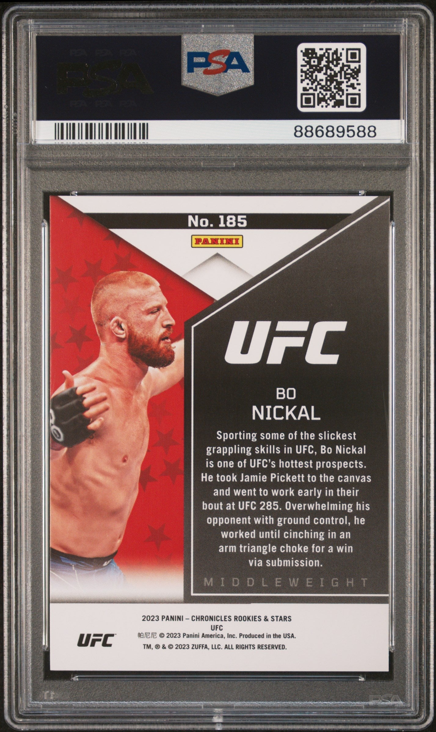 Graded 2023 Panini Chronicles UFC Bo Nickal #185 Rookie RC UFC MMA Card PSA 10 Gem Mint