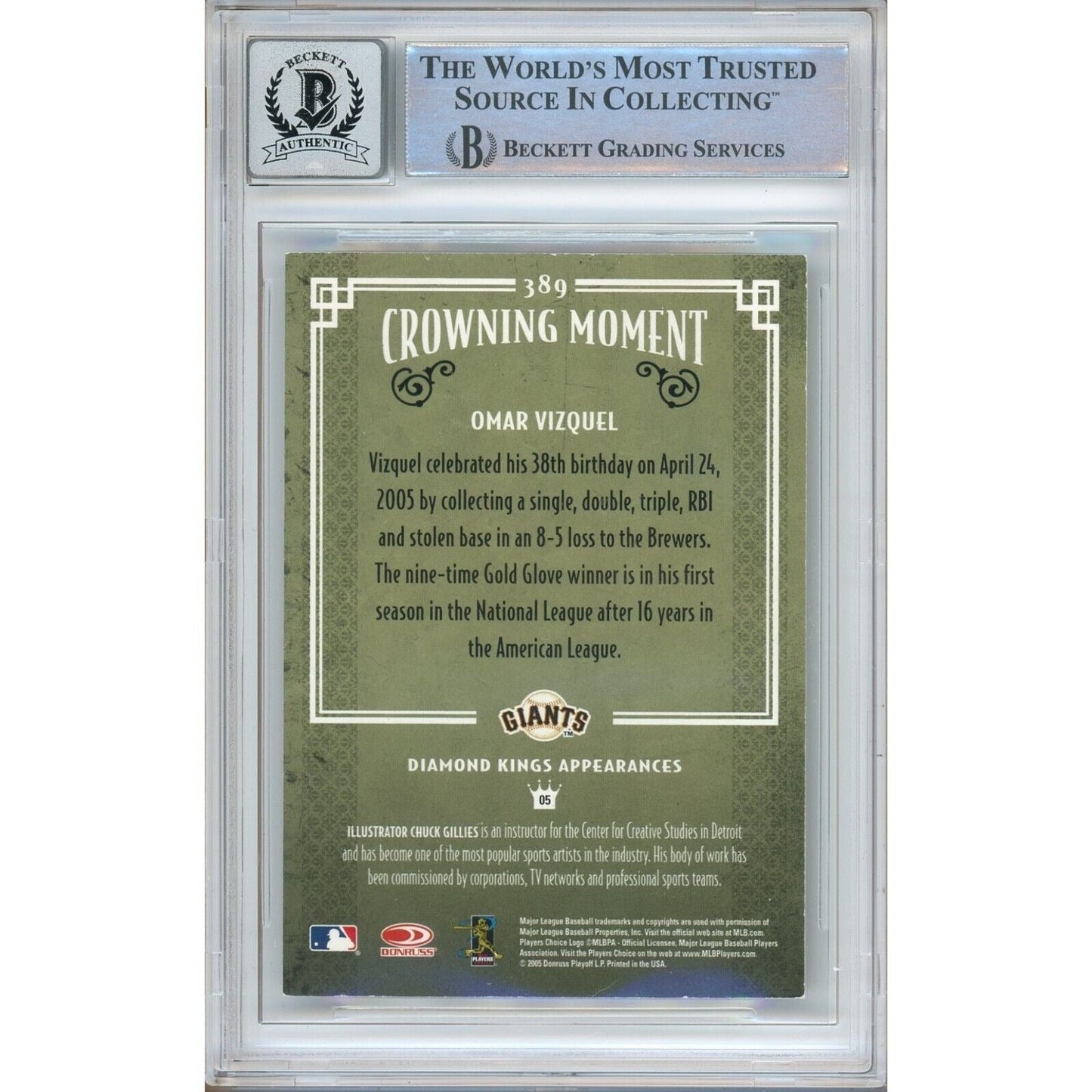 Omar Vizquel San Francisco Giants Signed 2005 Diamond Kings Card BGS Auto 10 Graded